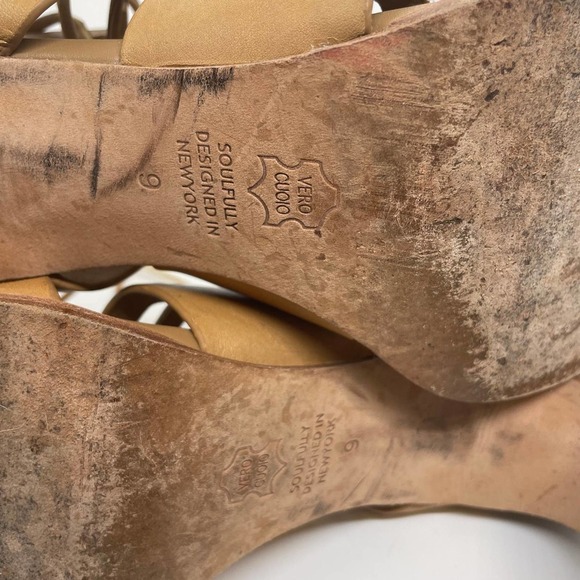 Matt Bernson Miro Heel Sandal Tan Leather Lace-up Front Closure size 9 - Picture 11 of 11